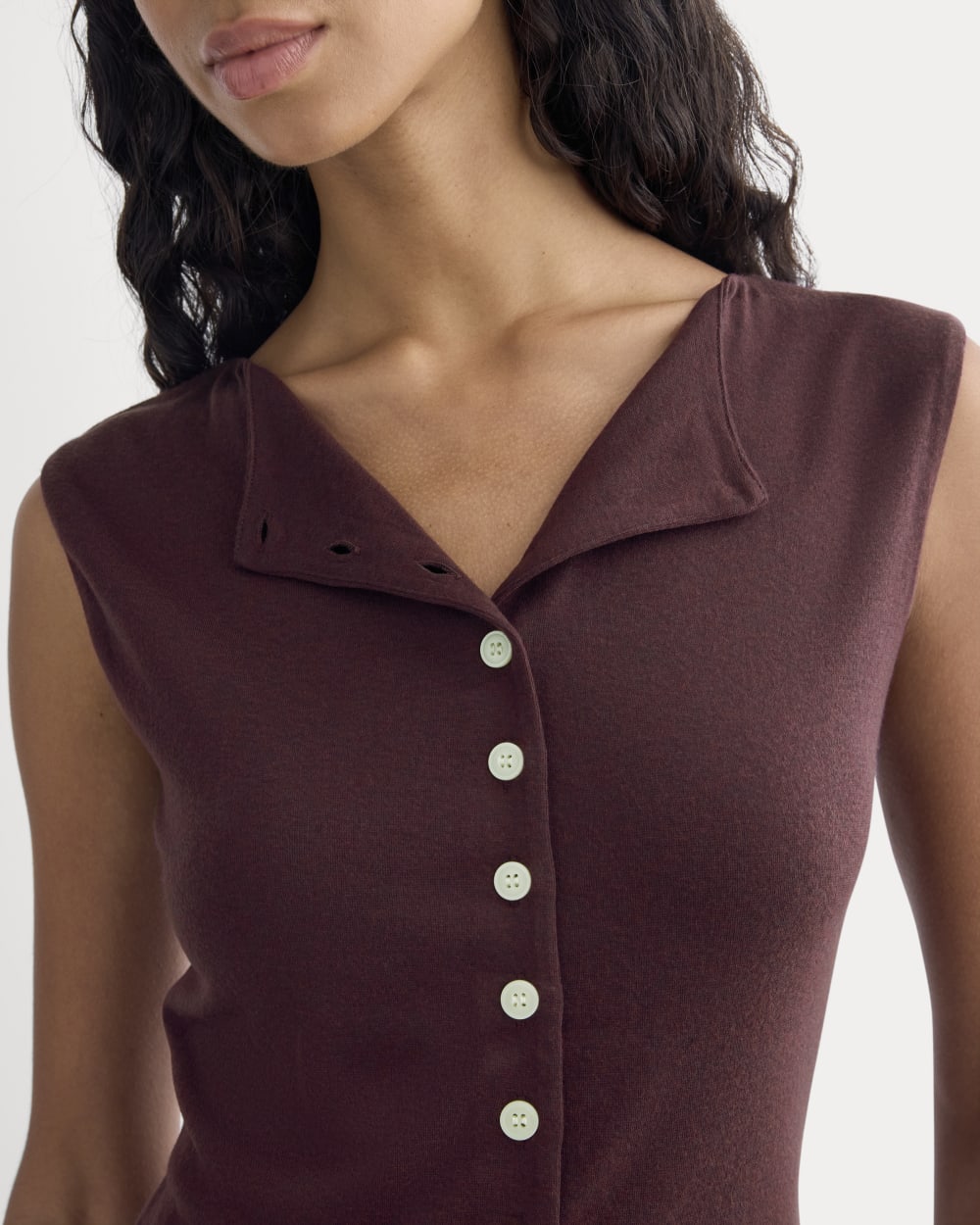 Sleeveless Button-Up in Butterluxe | Deep Plum - Image 4