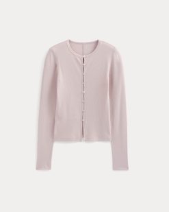 Alternative view of Luxe Rib Button-Up Top | Burnished Lilac
