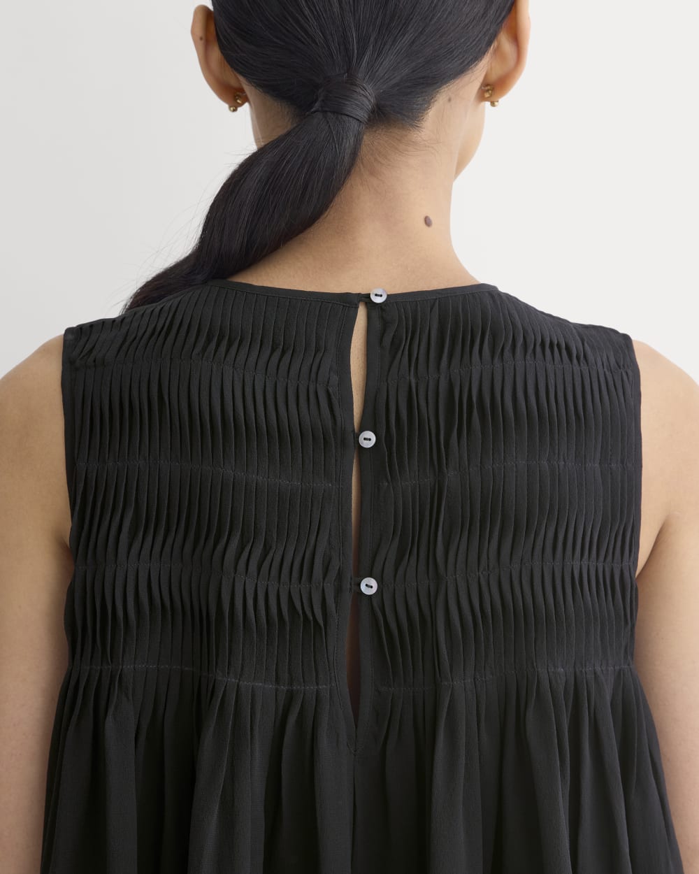 Twisted Pleat Tank in Silk Georgette | Black - Image 4