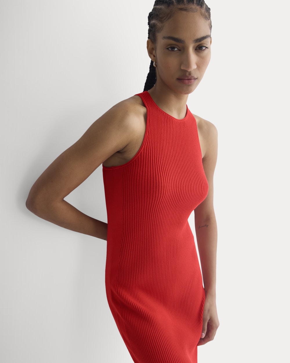 Cutaway Ribbed Midi Dress | Fiery Red - Image 6