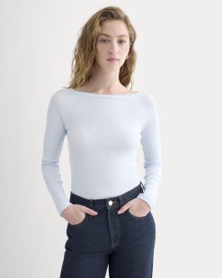 Luxe Rib Boatneck Top | Skywriting