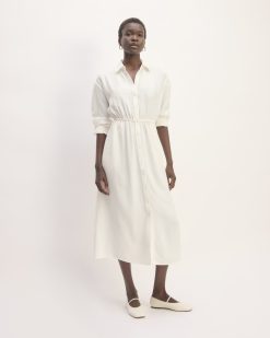The Mini Jacquard Stripe Shirt Dress | Bone