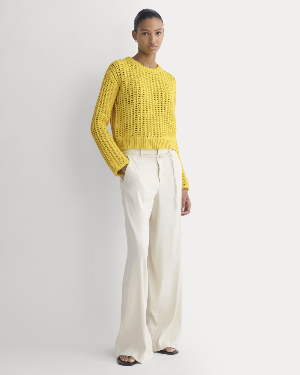Open-Knit Crew in Elevated Cotton | Passion Fruit - Image 3