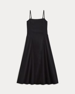Alternative view of The Seamed Dress in Stretch Linen | Black