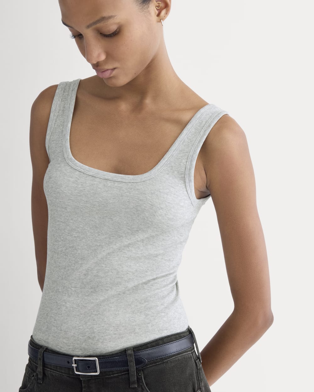 The Luxe Rib Square-Neck Tank | Classic Heather Grey - Image 4