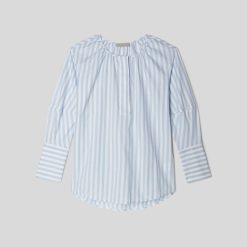 Alternative view of The Silky Cotton Balloon Sleeve Top | Periwinkle / White