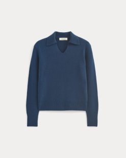 Alternative view of Cashmere Polo Sweater | Deep Lazuli Blue