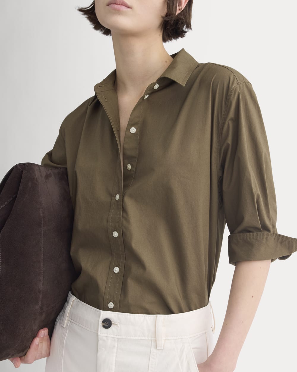 Cuff Detail Shirt in Lightweight Cotton | Beech - Image 4