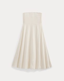 Alternative view of Strapless Dress in Stretch Linen | Bone