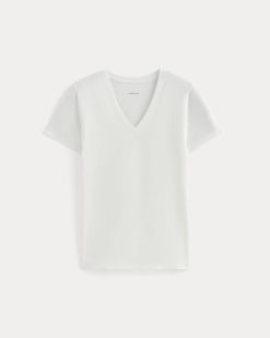 Alternative view of The Slim V-Neck Tee in Essential Cotton | White