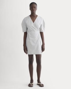 The Seersucker Mini Wrap Dress | Dutch Blue / Natural
