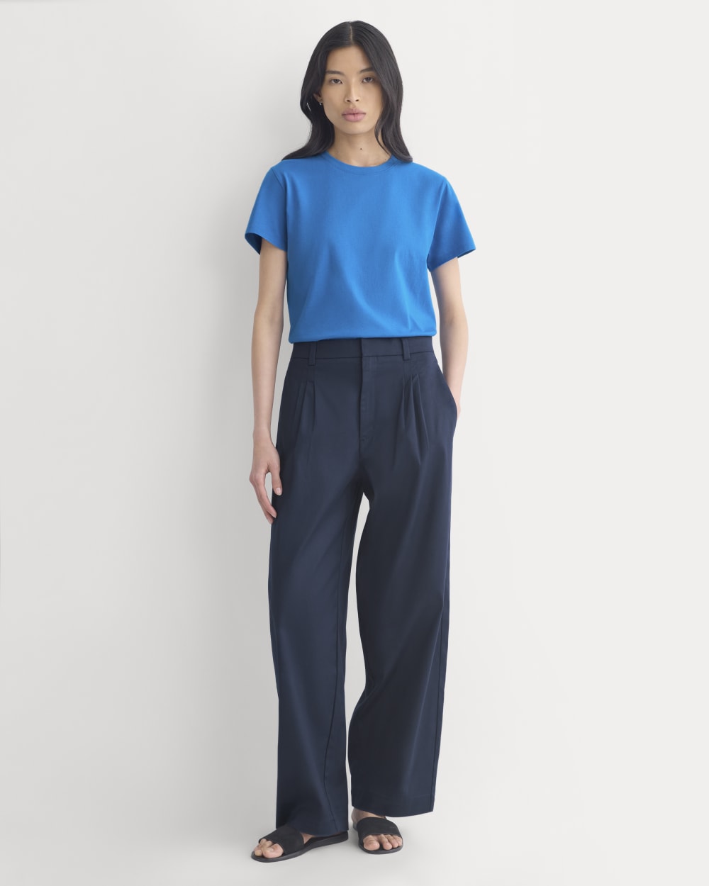 The Box-Cut Tee in Essential Cotton | Imperial Blue | No Pocket - Image 3