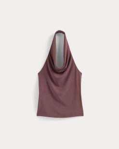 Alternative view of Halter Cowlneck Top in Butterknit | Washed Henna