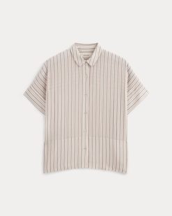 Alternative view of The Boxy Shirt in Washable Silk | Bone / Dusky Rose