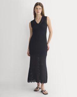 Lace Knit Maxi Sweater Dress | Black