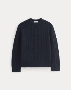 Alternative view of Cable Sweater in Luxe Merino | Navy