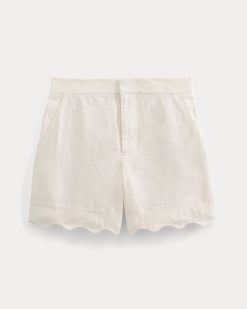 Alternative view of Scalloped Edge Short in Linen | Bone