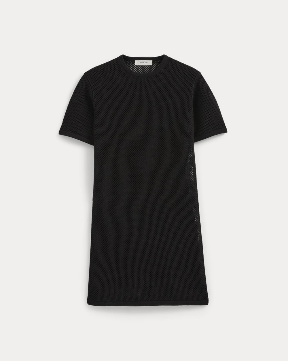 Mesh-Knit Short-Sleeve Dress | Black - Image 2