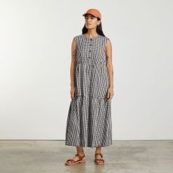 Alternative view of The Tiered Midi Dress | Black Gingham
