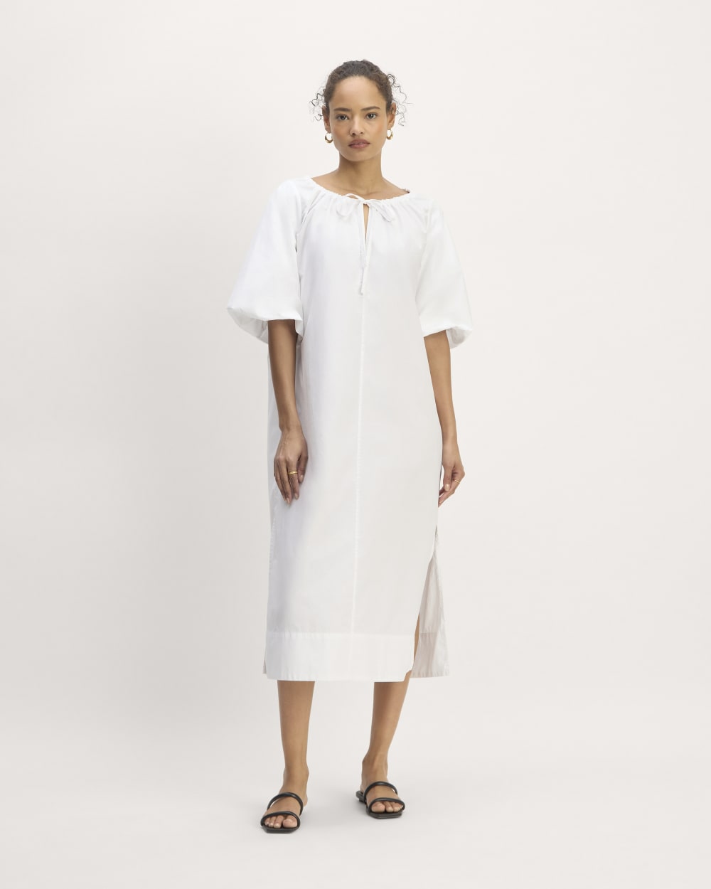 The Supima® Puff-Sleeve Dress | White - Image 3