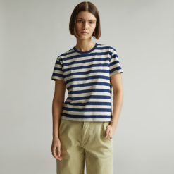 Alternative view of The Box-Cut Tee in Essential Cotton | Ocean Cavern / Canvas Tan | No Pocket