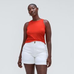 Alternative view of The Tank in Essential Cotton | Red Orange