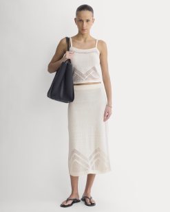 Lace-Knit Maxi Skirt | Bone