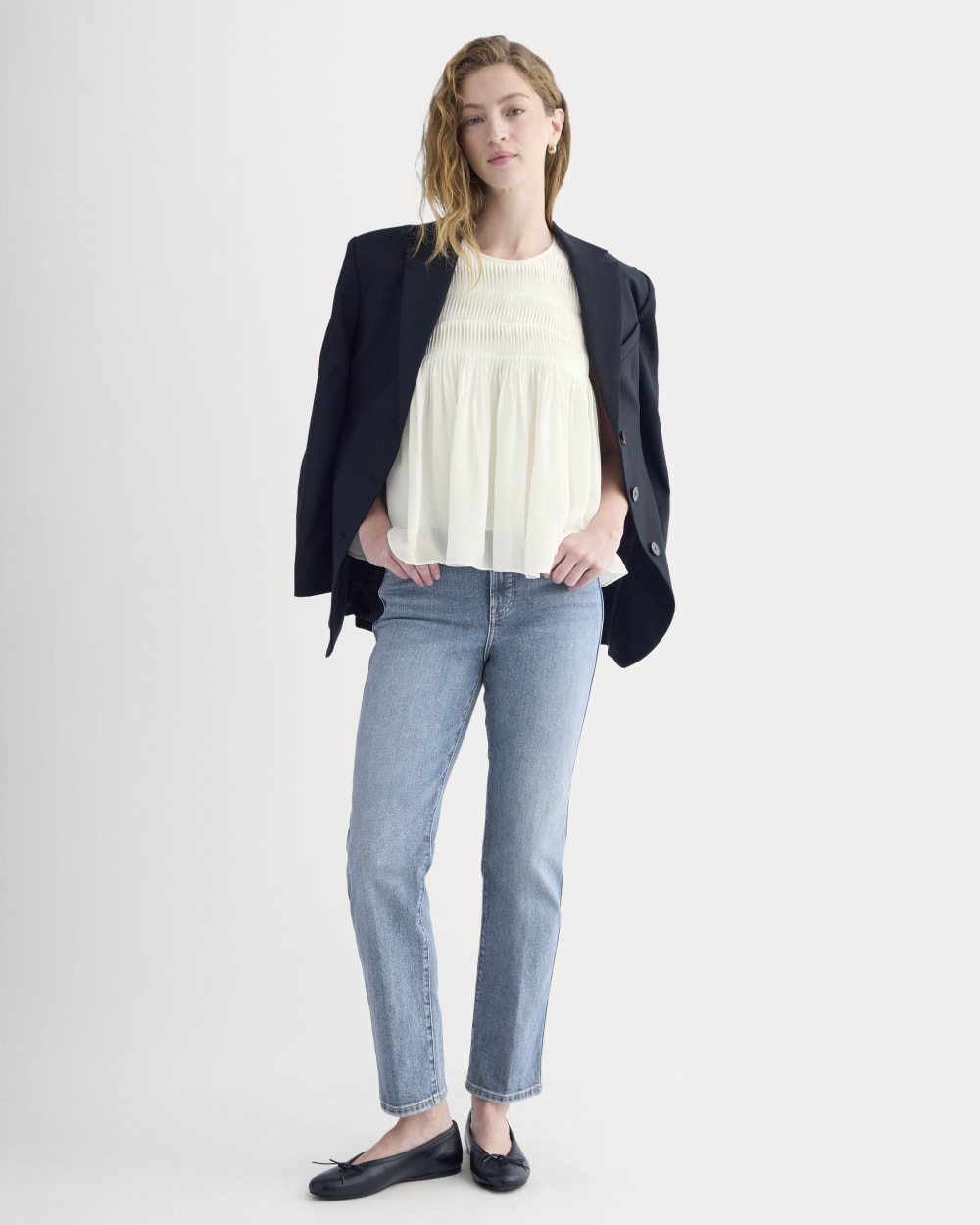 Twisted Pleat Tank in Silk Georgette | Bone - Image 3