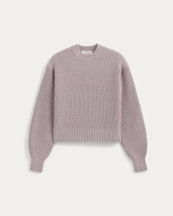 Alternative view of Cropped Ribbed Crew in Everyday Cotton | Burnished Lilac