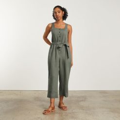 Alternative view of The Linen Jumpsuit | Pewter Green