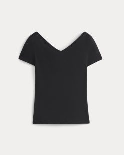 Alternative view of Tissue Short-Sleeve V-Neck Top | Black