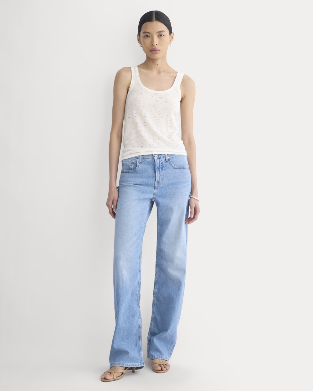 Lace-Trimmed Tank in Fine Linen | Bone - Image 3