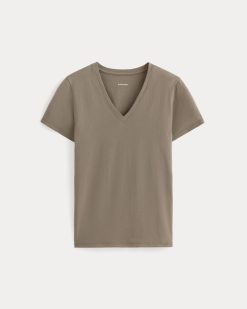 Alternative view of The Slim V-Neck Tee in Essential Cotton | Clay