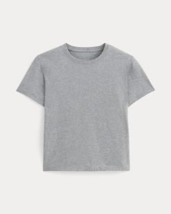 Alternative view of The Box-Cut Tee in Essential Cotton |  Heathered Grey | No Pocket