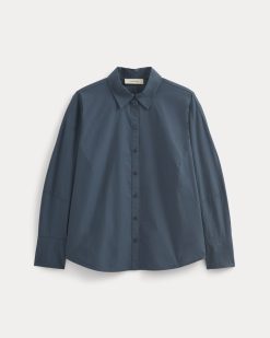 Alternative view of Lantern-Sleeve Shirt in Lightweight Cotton | Deep Lazuli Blue