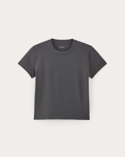 Alternative view of The Box-Cut Tee in Essential Cotton | Graphite | No Pocket