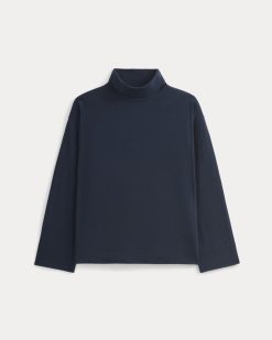 Alternative view of Slouchy Turtleneck In Essential Cotton | Deep Navy
