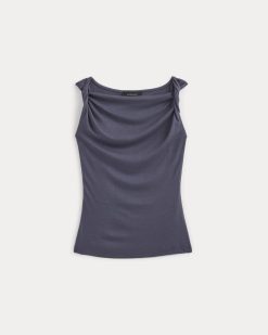 Alternative view of Cowl Neck Twist Tank in Butterluxe | Graystone