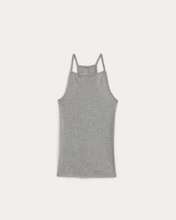 Alternative view of Tissue Narrow Racerback Tank | Heathered Grey
