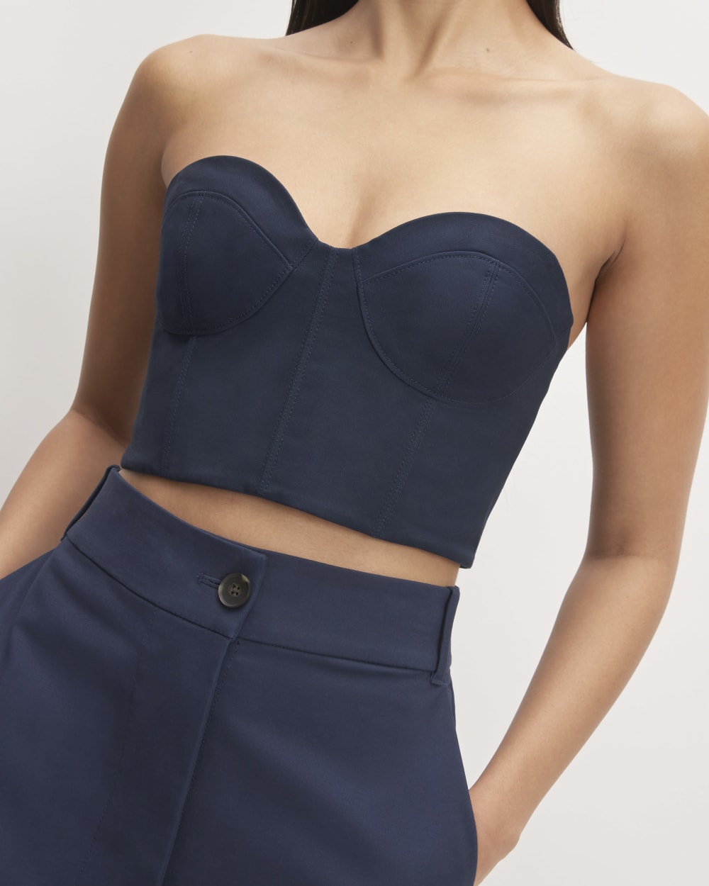 The Structured Cotton Bustier | Navy - Image 4