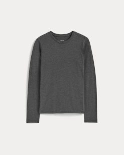 Alternative view of The Slim Long-Sleeve Crew in Essential Cotton | Heathered Soot