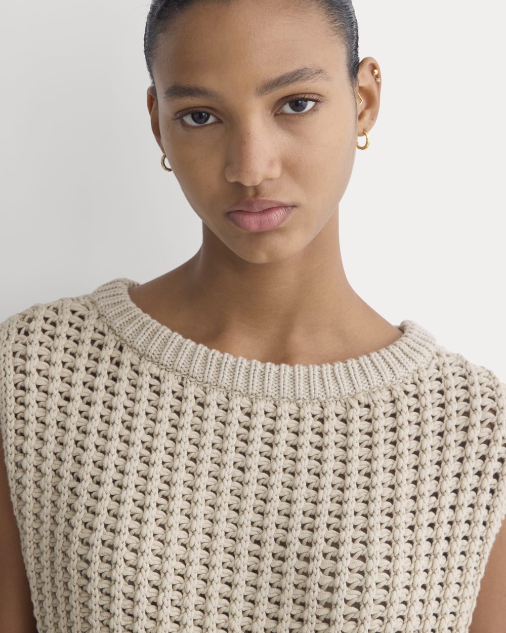 Open-Knit Tunic Vest in Elevated Cotton | Peyote - Image 4