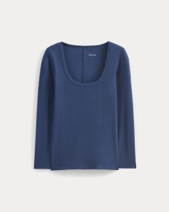 Alternative view of Luxe Rib Deep U-Neck Top | Estate Blue