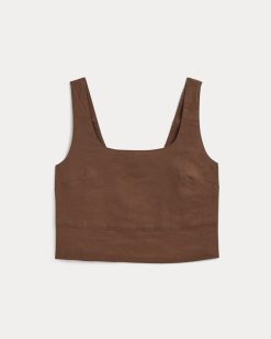 Alternative view of The Square Tank in Stretch Linen | Cedarwood