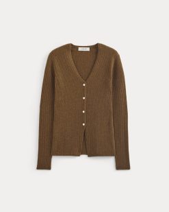 Alternative view of Cashmere Ribbed V-Neck Cardigan | Heathered Toffee