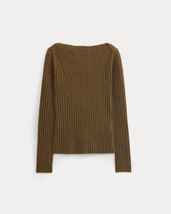 Alternative view of Cashmere Ribbed Boat-Neck Sweater | Heathered Toffee