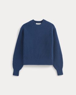 Alternative view of Cropped Ribbed Crew in Everyday Cotton | Estate Blue