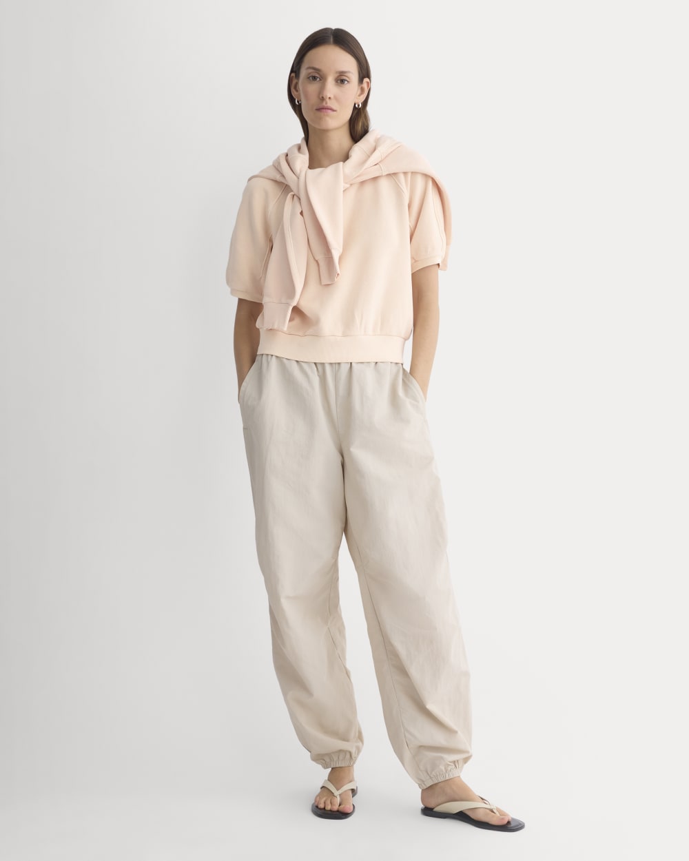 Lightweight Terry Blouson Short-Sleeve Crew | Pale Peach - Image 3