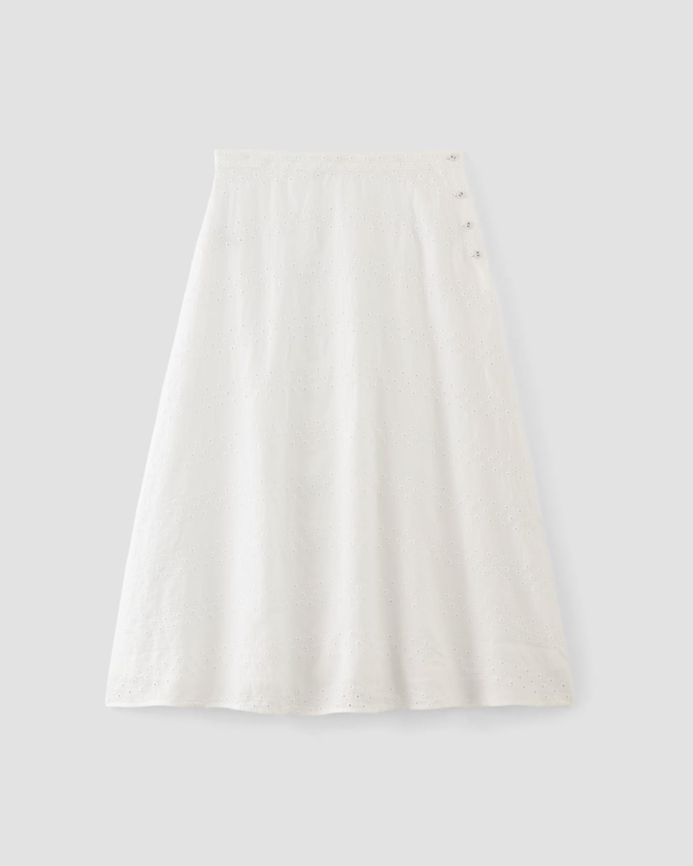 The Linen Eyelet Midi Skirt | White Eyelet - Image 2