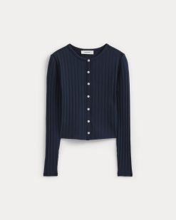 Alternative view of Cardigan in Pointelle | Deep Navy